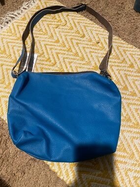 NWT Cobalt Blue Leather Shoulder Bag with Adjustable Strap